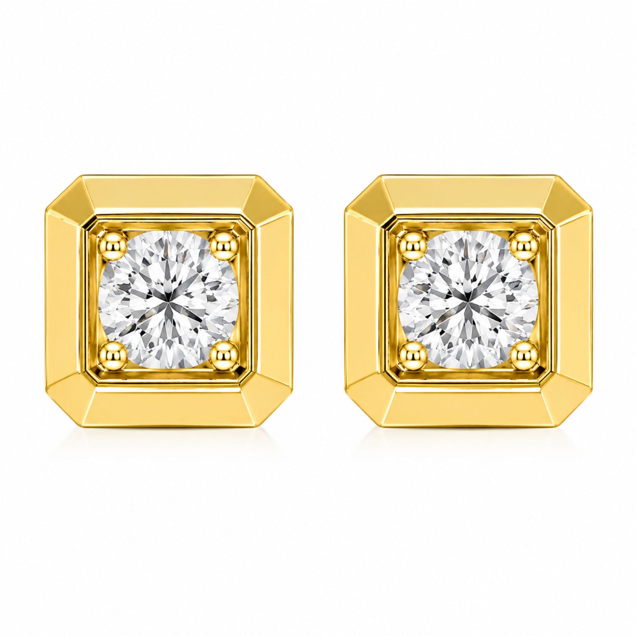 Modern silver studs with brilliant Lab Grown diamonds