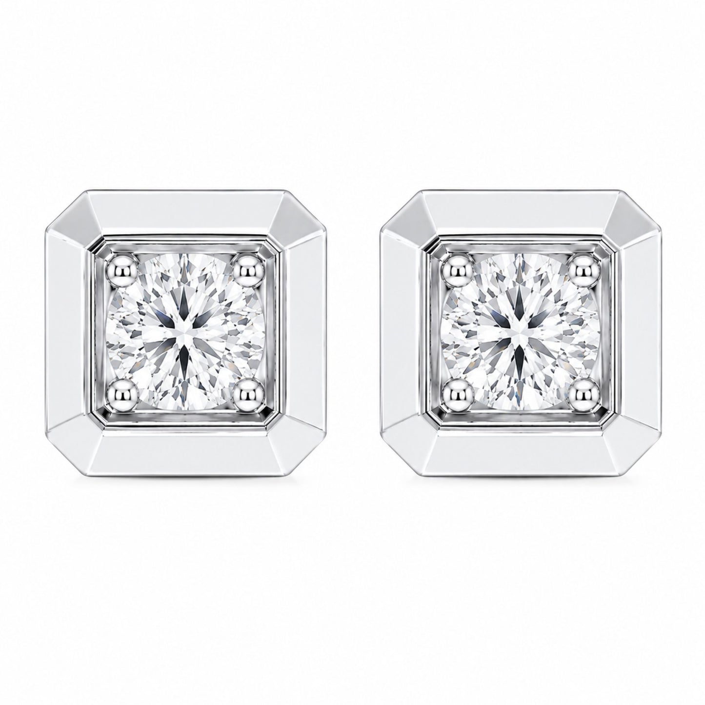 Modern silver studs with brilliant Lab Grown diamonds