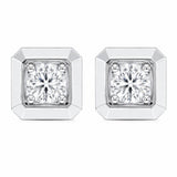Modern silver studs with brilliant Lab Grown diamonds