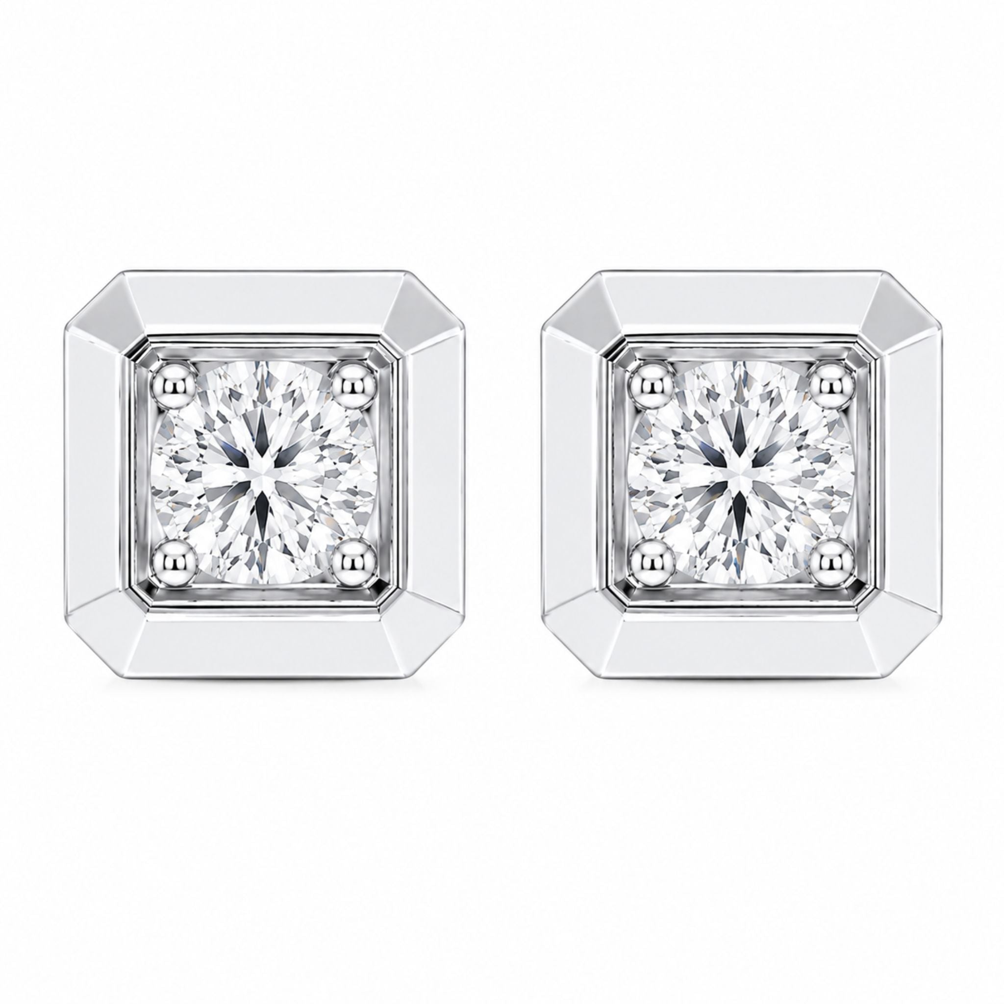 Modern silver studs with brilliant Lab Grown diamonds