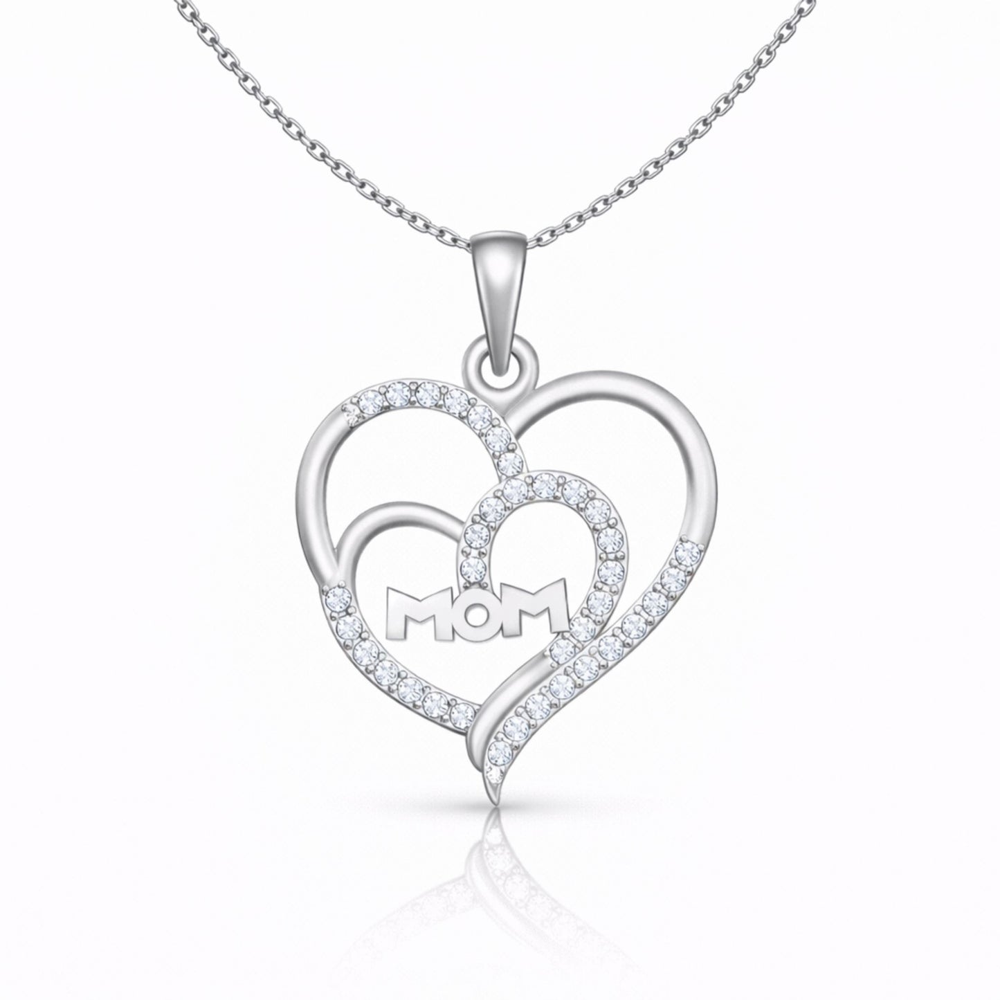 Mom Heart Lab-Grown Diamond Pendant in 925 Sterling Silver