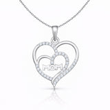 Mom Heart Lab-Grown Diamond Pendant in 925 Sterling Silver