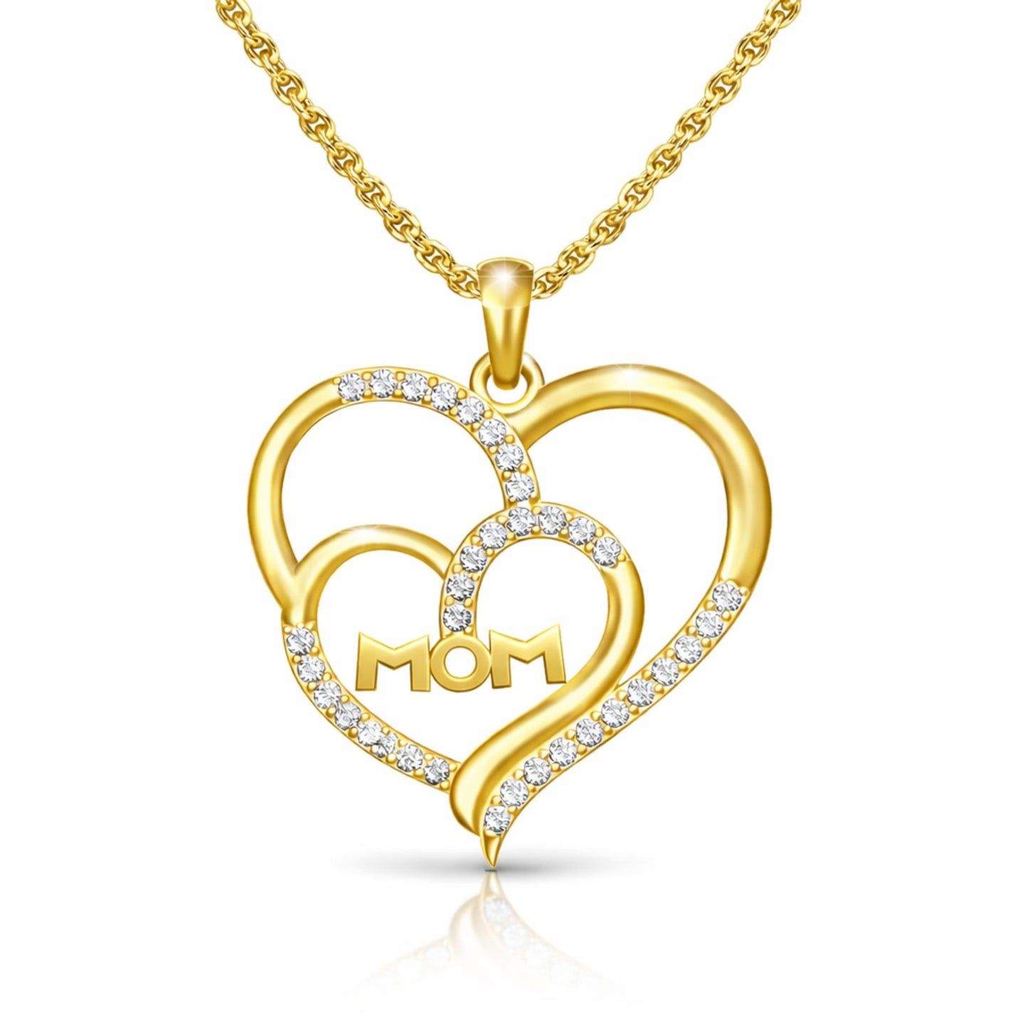 Mom Heart Lab-Grown Diamond Pendant in 925 Sterling Silver