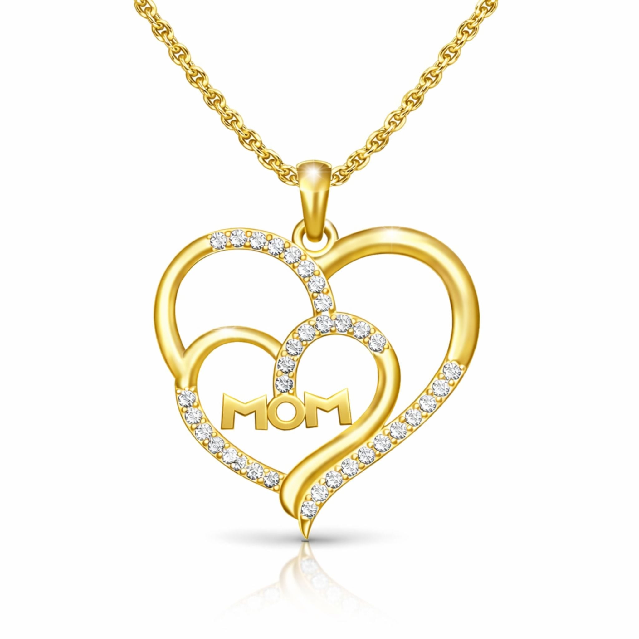 Mom Heart Lab-Grown Diamond Pendant in 925 Sterling Silver
