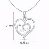 Mom Heart Lab-Grown Diamond Pendant in 925 Sterling Silver with Chain