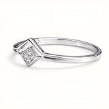 925 Sterling Silver Chevron Geometric Ring with Cubic Zirconia