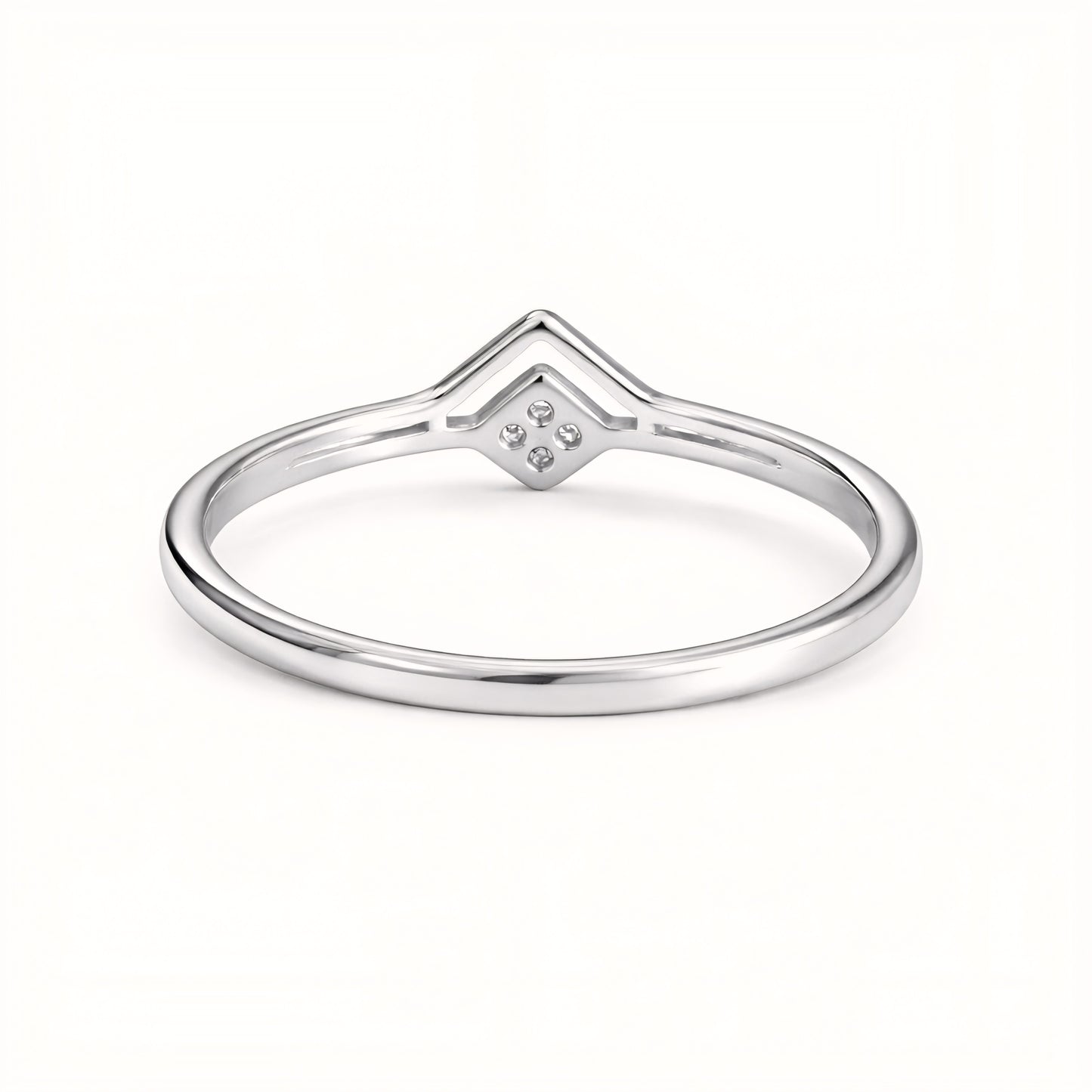 925 Sterling Silver Chevron Geometric Ring with Cubic Zirconia