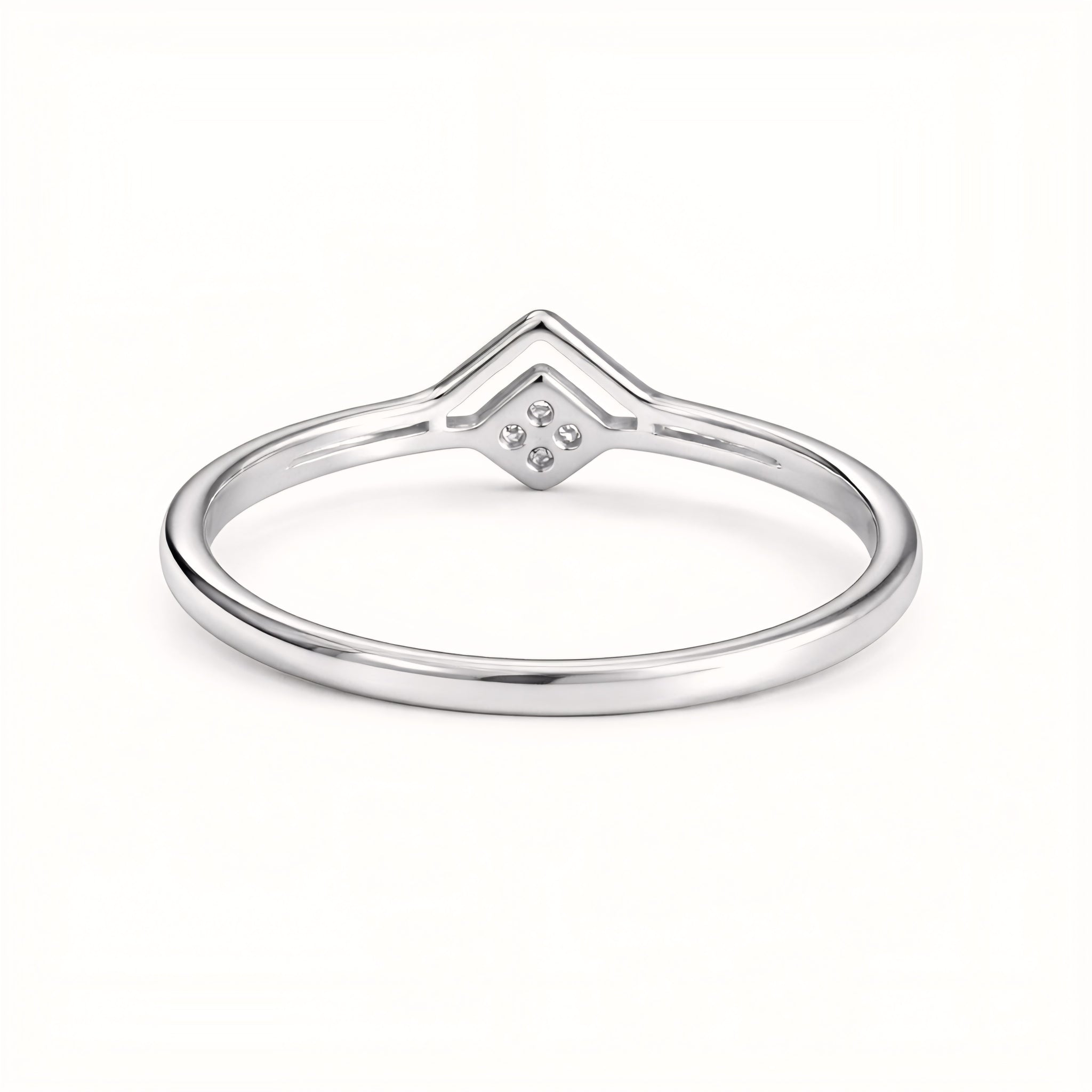 925 Sterling Silver Chevron Geometric Ring with Cubic Zirconia