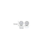 925 Sterling Silver Octagonal Halo Stud Earrings With Round Cubic Zirconia Solitaire