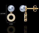 Elegant Lab Grown Diamond Pearl Earrings in 925 Sterling Silver