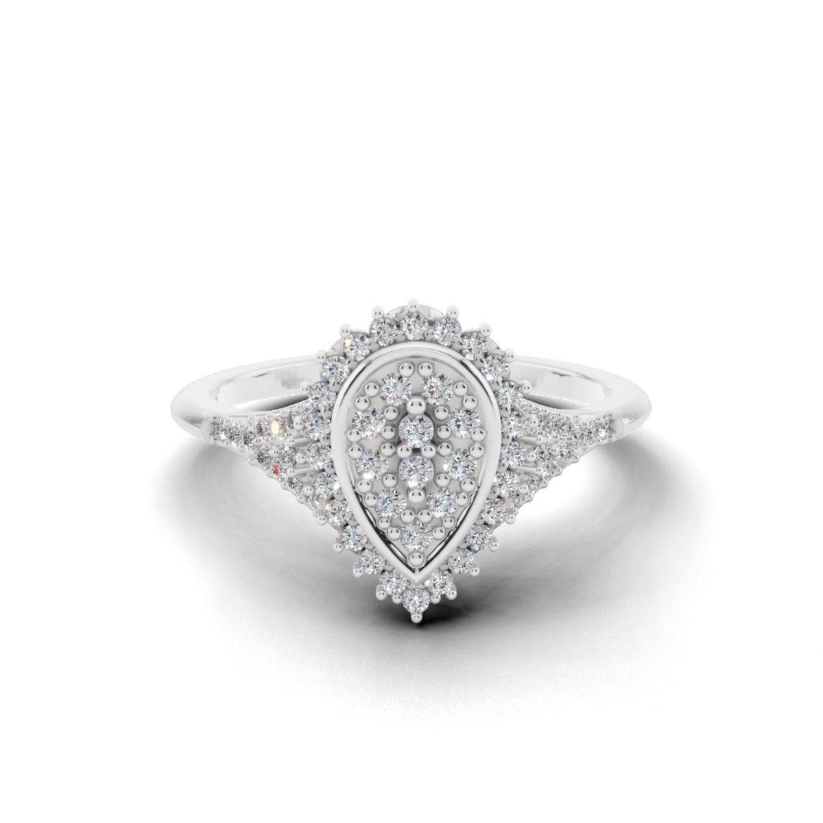 Pear-Shaped Halo Lab Grown Diamond Cluster Ring