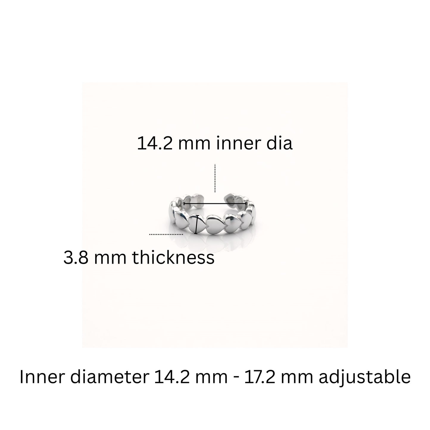 925 Sterling Silver Heart Toe Rings