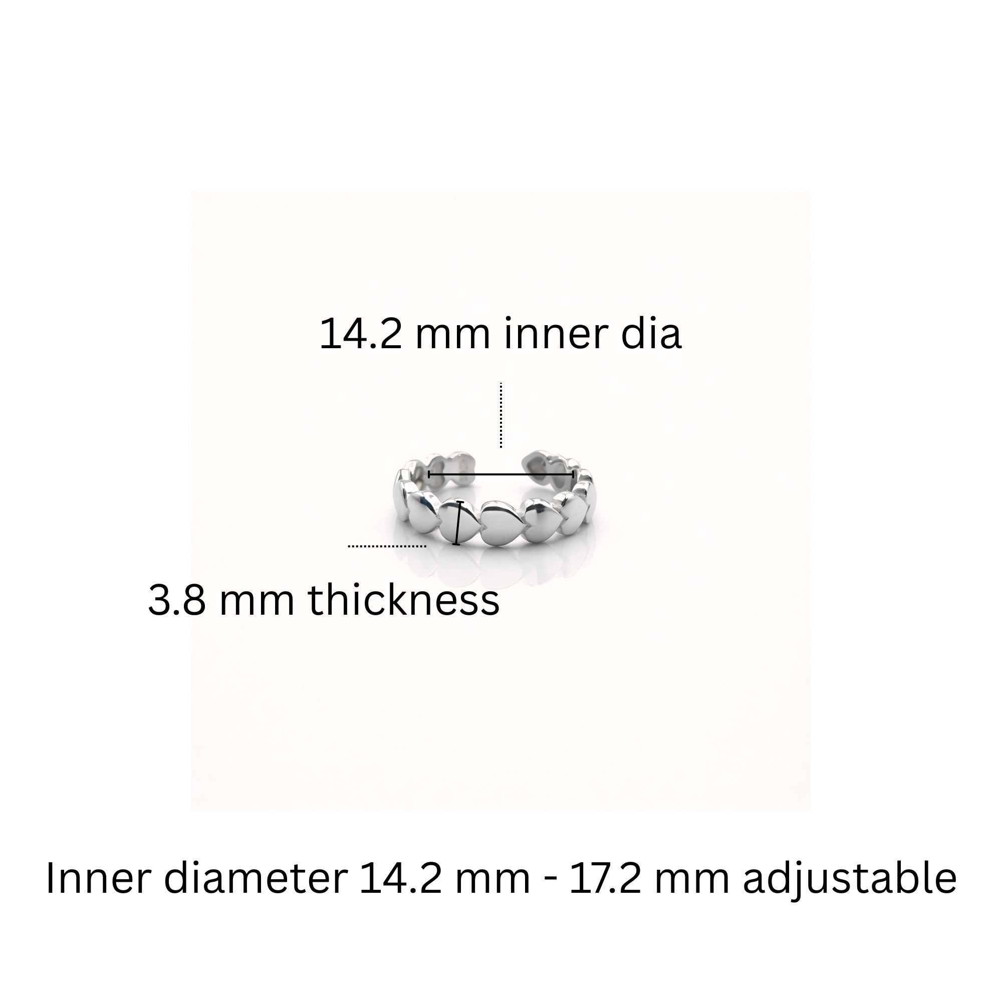 925 Sterling Silver Heart Toe Rings