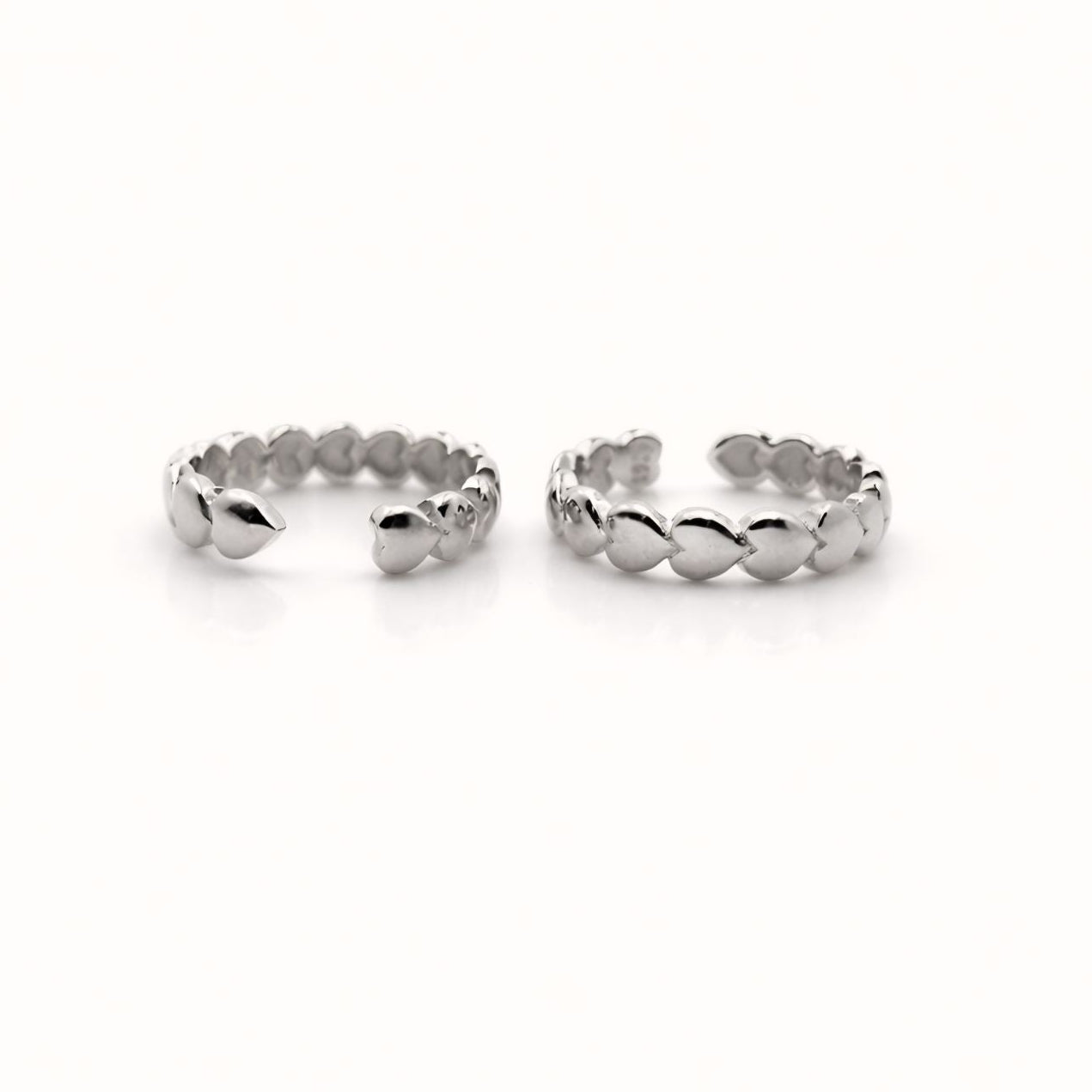 925 Sterling Silver Heart Toe Rings