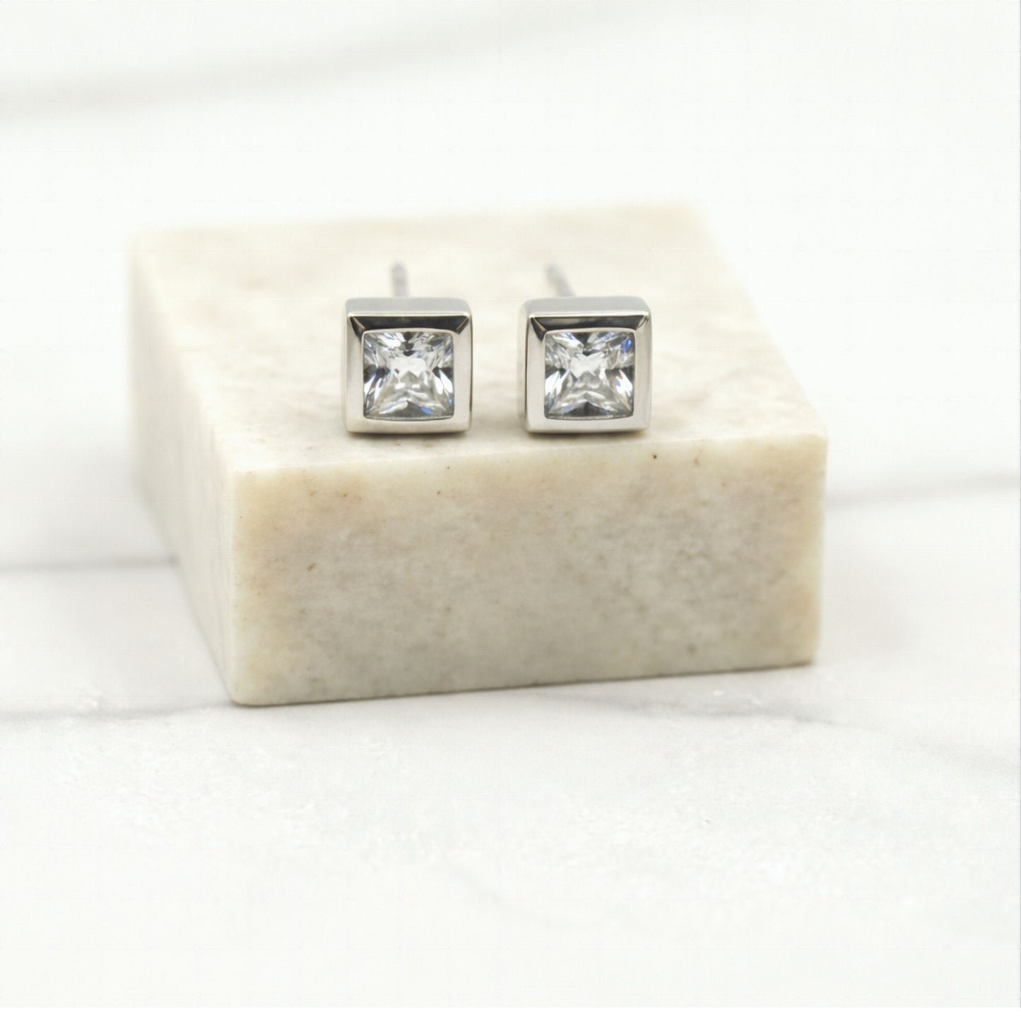 925 Sterling Silver Princess-Cut Cubic Zirconia Pendant & Earrings Jewelry Set
