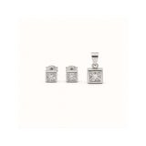 925 Sterling Silver Princess-Cut Cubic Zirconia Pendant & Earrings Jewelry Set