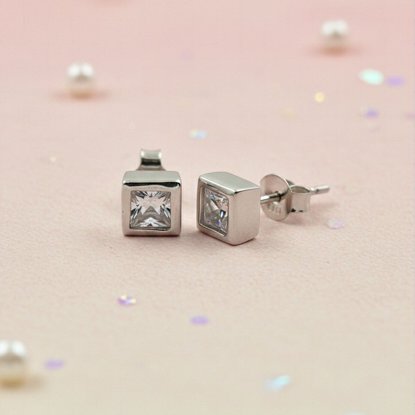 925 Sterling Silver Princess-Cut Cubic Zirconia Pendant & Earrings Jewelry Set