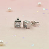 925 Sterling Silver Princess-Cut Cubic Zirconia Pendant & Earrings Jewelry Set