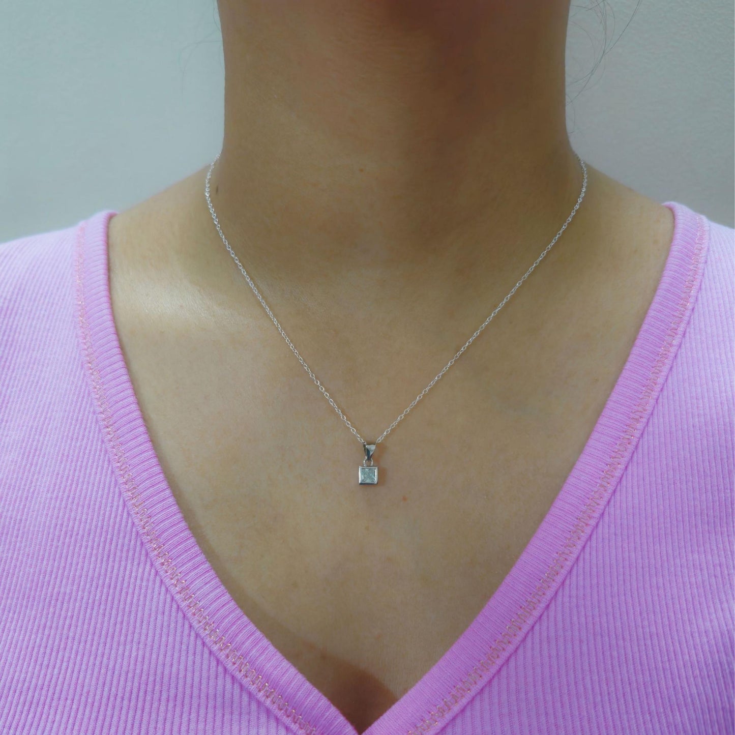 925 Sterling Silver Princess-Cut Cubic Zirconia Pendant & Earrings Jewelry Set