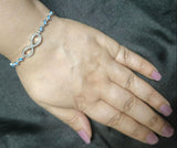 925 Sterling Silver Evil Eye Chain Bracelet with Sparkling Infinity Centerpiece