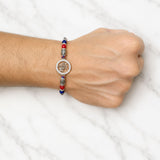 925 Sterling Silver "राधे राधे" Rakhi with CZ Circle & Designer Beads