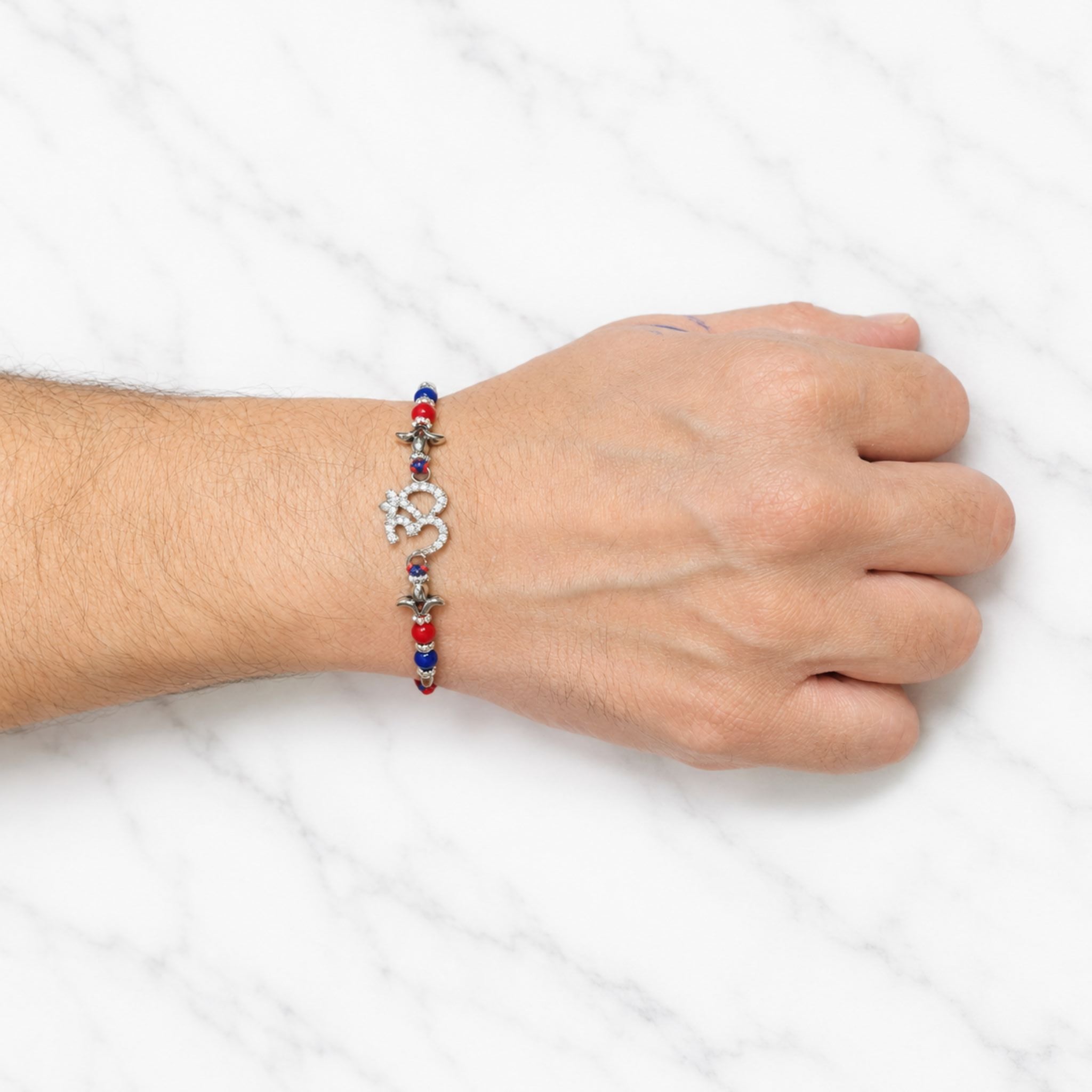 925 Sterling Silver Om Rakhi with CZ Stones