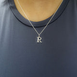 925 Sterling Silver Initial R Necklace With cubic Zirconia