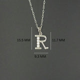 925 Sterling Silver Initial R Necklace With cubic Zirconia