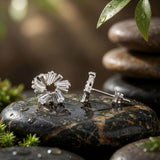 925 Sterling Silver Sunburst Wreath Stud Earrings With Baguette Cubic Zirconia