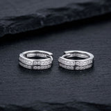 925 Sterling Silver Dual Row Hoop Earrings With Cubic Zirconia