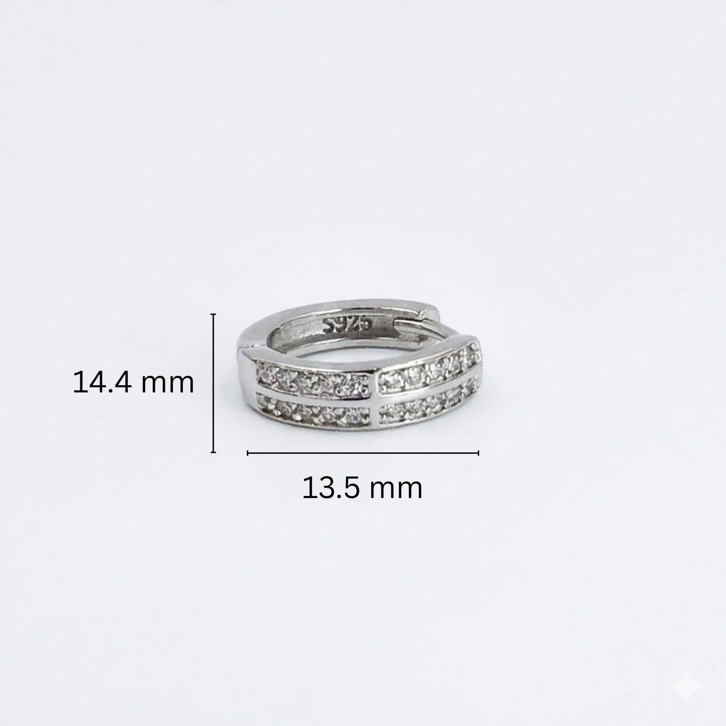 925 Sterling Silver Dual Row Hoop Earrings With Cubic Zirconia