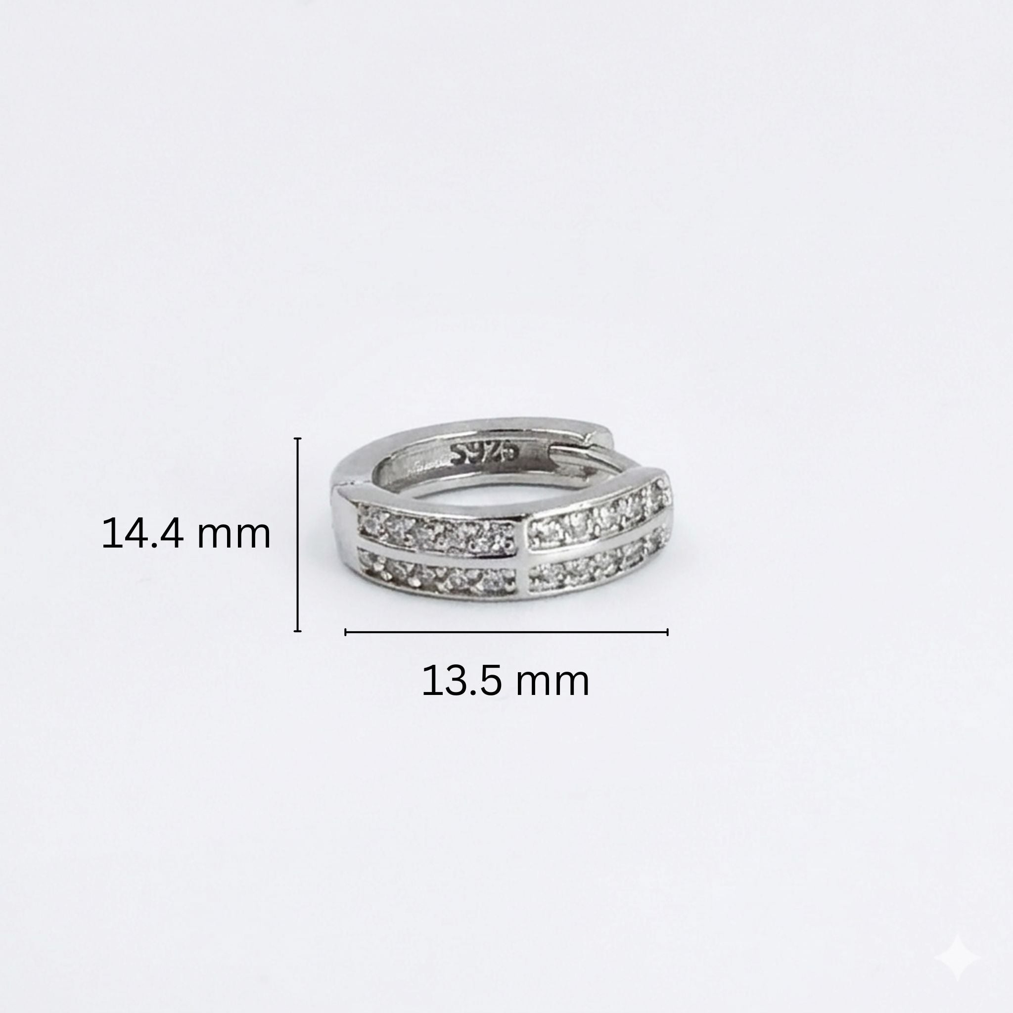 925 Sterling Silver Dual Row Hoop Earrings With Cubic Zirconia