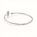 925 Silver-Tone Flexible Open Cuff Kada with Evil Eye & Cubic Zirconia
