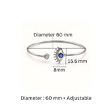 925 Silver-Tone Flexible Open Cuff Kada with Evil Eye & Cubic Zirconia