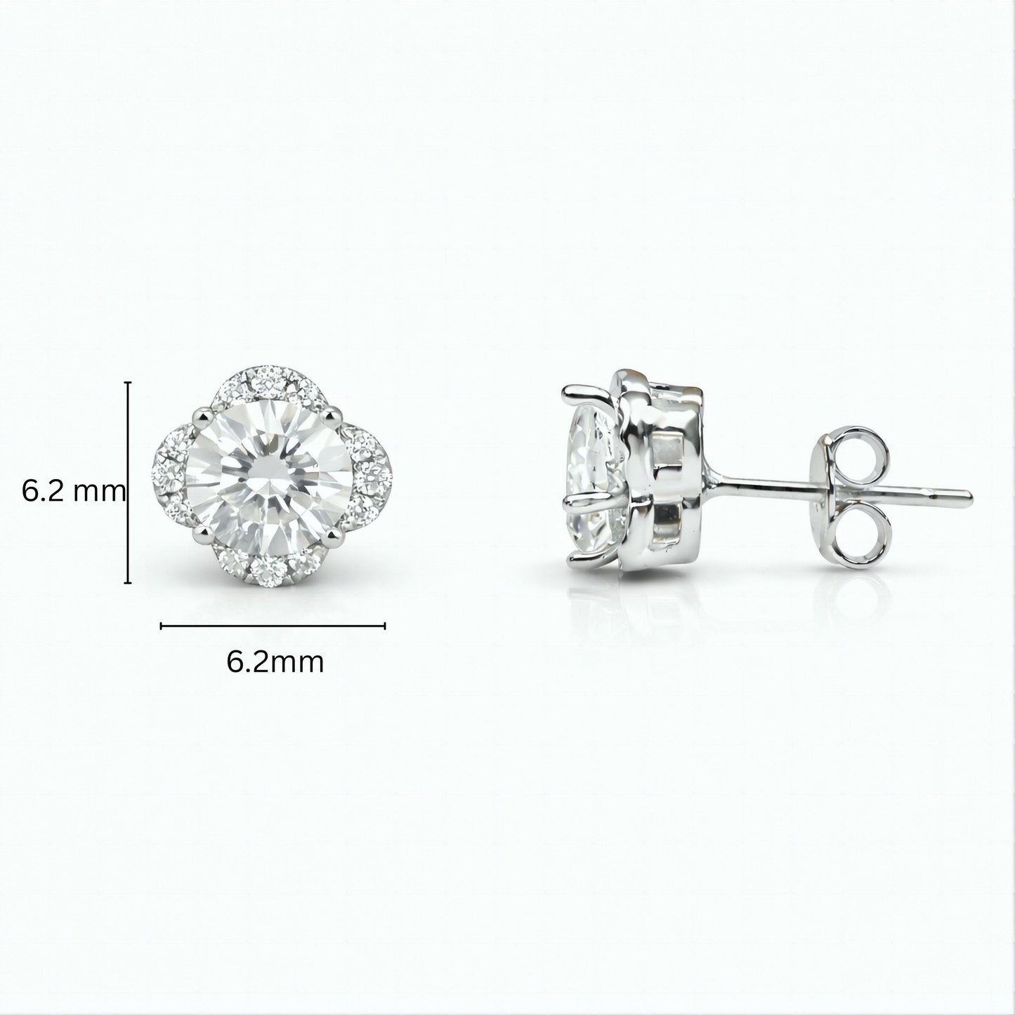 925 Sterling Silver Floral Halo Stud Earrings with Cubic Zirconia