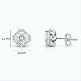 925 Sterling Silver Floral Halo Stud Earrings with Cubic Zirconia