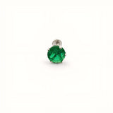 925 Sterling Silver Round Green Stone Nose Pin
