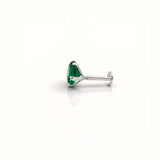 925 Sterling Silver Round Green Stone Nose Pin