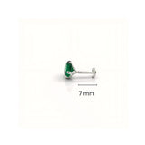 925 Sterling Silver Round Green Stone Nose Pin