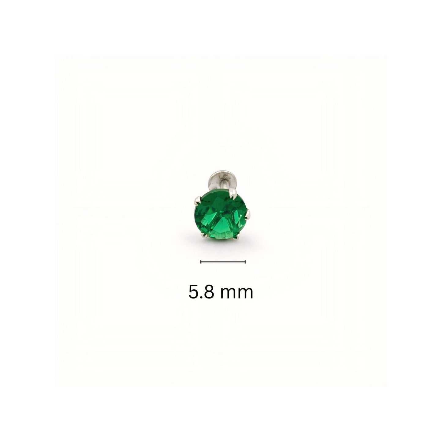 925 Sterling Silver Round Green Stone Nose Pin