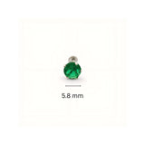 925 Sterling Silver Round Green Stone Nose Pin