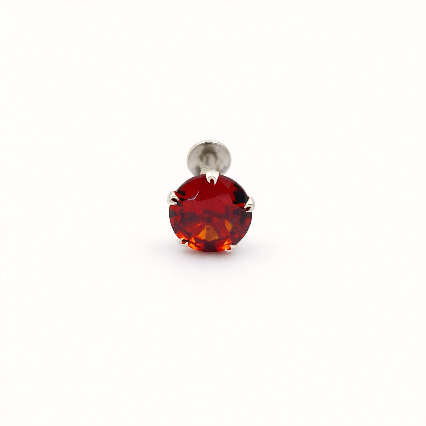 925 Sterling Silver Round Red Stone Nose Stud