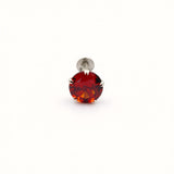 925 Sterling Silver Round Red Stone Nose Stud