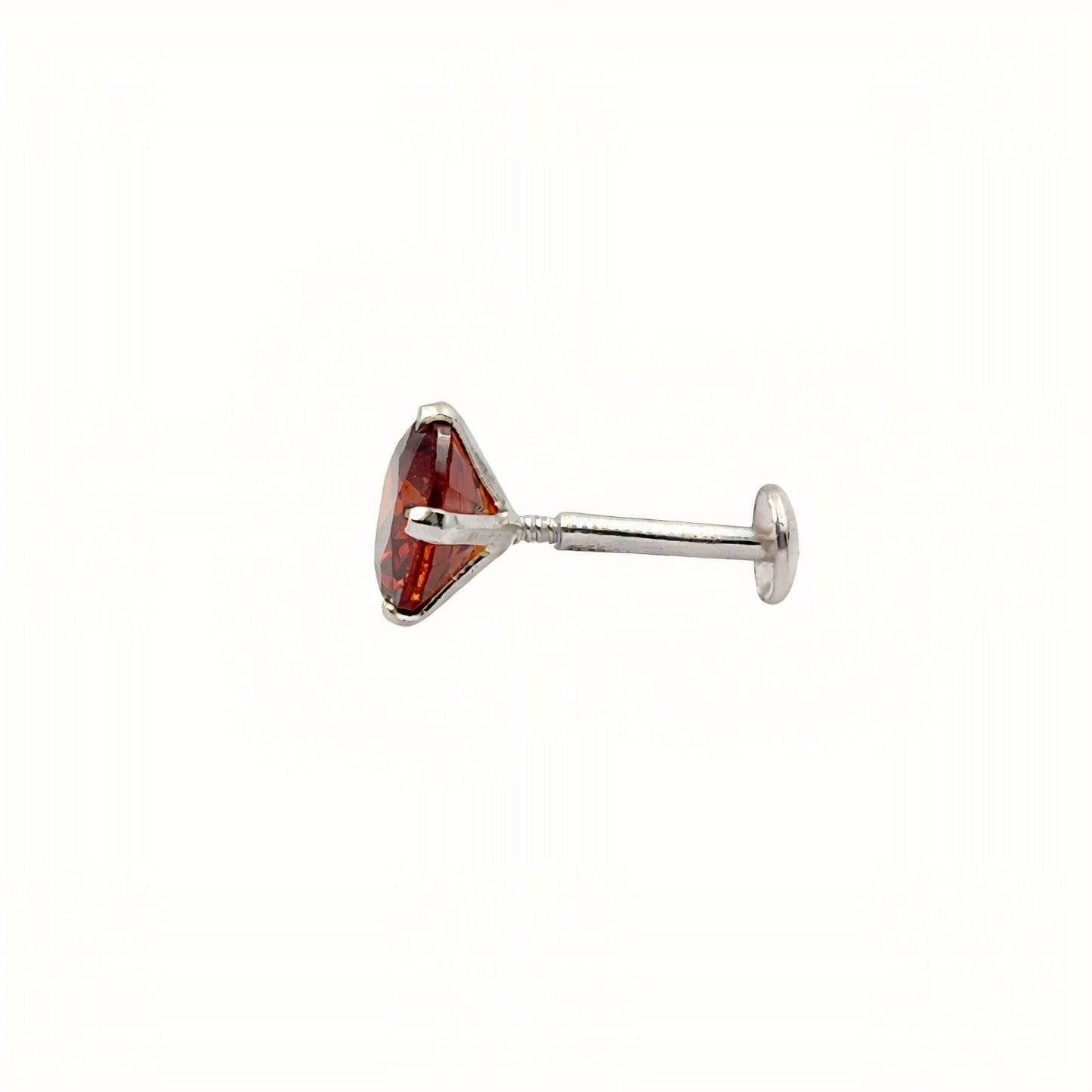 925 Sterling Silver Round Red Stone Nose Stud