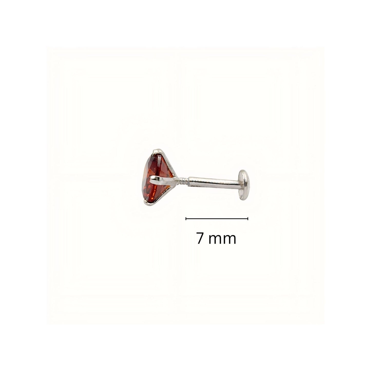 925 Sterling Silver Round Red Stone Nose Stud