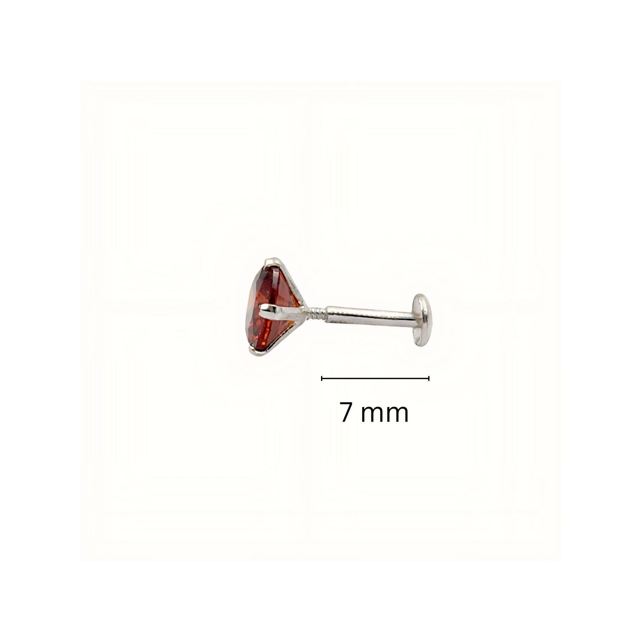 925 Sterling Silver Round Red Stone Nose Stud