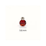 925 Sterling Silver Round Red Stone Nose Stud