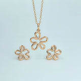 Rose Gold-Plated 925 Sterling Silver Floral Pendant and Earrings Set