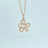 Rose Gold-Plated 925 Sterling Silver Floral Pendant and Earrings Set