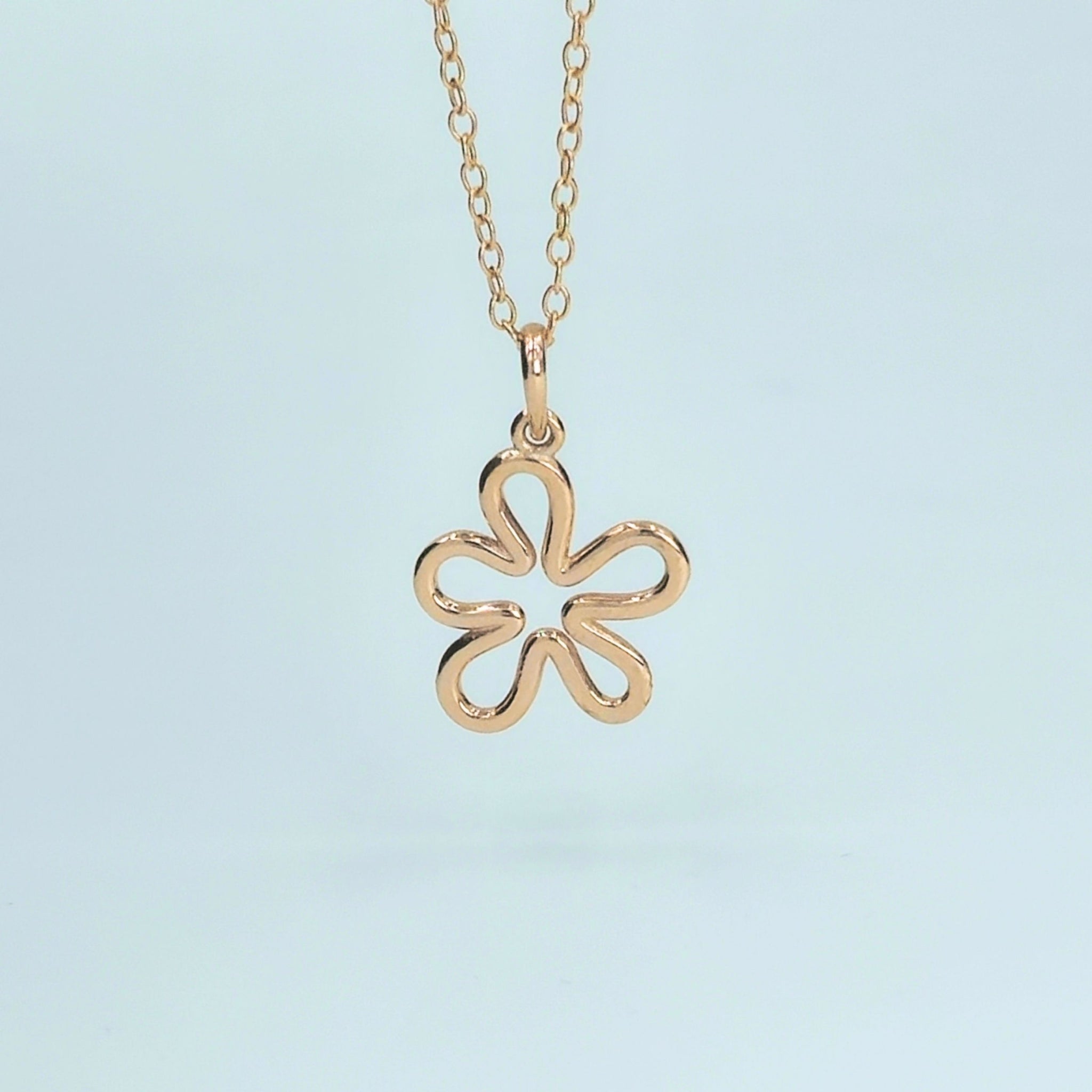 Rose Gold-Plated 925 Sterling Silver Floral Pendant and Earrings Set